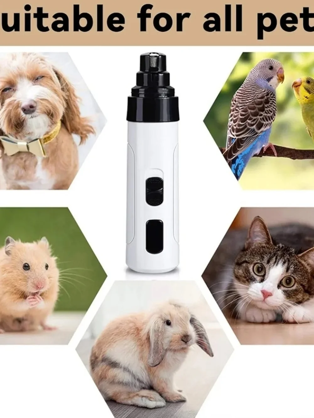 Quiet Professional Dog/Cat Nail Grinder, 2-Speed Rechargeable Trimmer